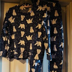 Womens Polar Bear Pajama Set - Navy Blue
